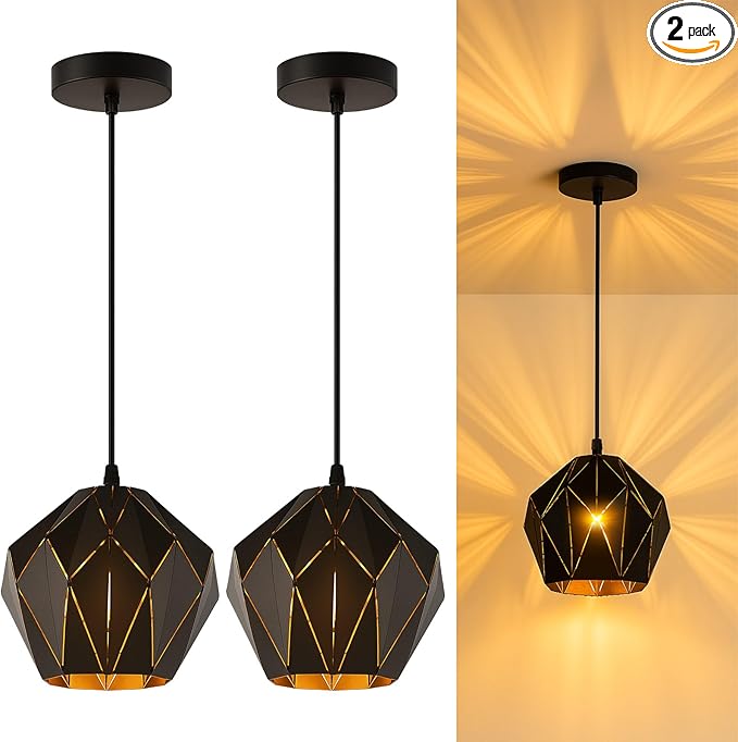 Riakrum Kitchen Island Pendant Lights Set of 2, Adjustable Height, Industrial Vintage Pendant Ceiling Light Fixtures Retro Farmhouse Hanging Lamp for Kitchen Island Hallway Dining Room