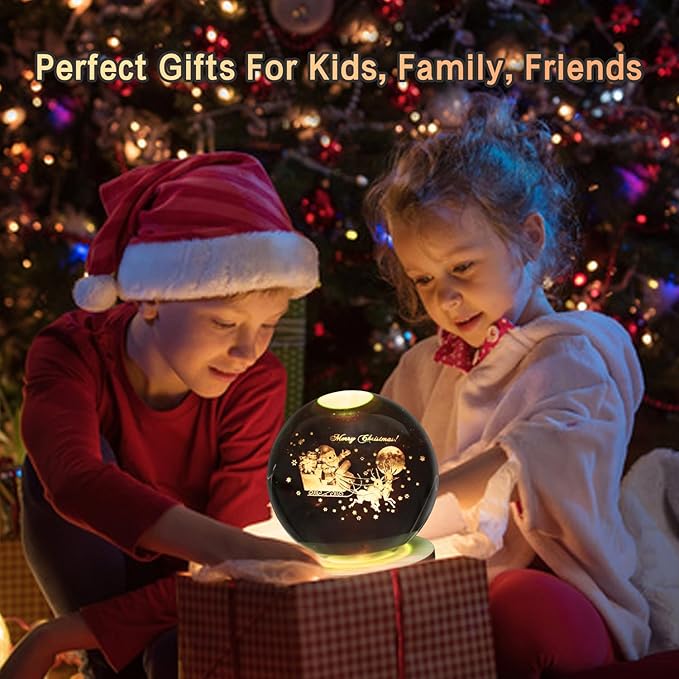 3D Crystal Ball Lamp,3.15inch Multi-Color Changing Bedroom Decor Night Lights,Christmas Birthday Gifts for Kids, Boys, Girls