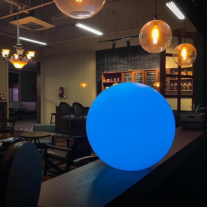 LOFTEK Extra Large Floating Pool Light - 20-inch Rechargeable Orb Light with Remote - 3 Modes & Dimmable & 16 RGB Funky Floor Lamp - Mood Lighting for Bedroom, Living Room, Pool Decor - 1-Pack