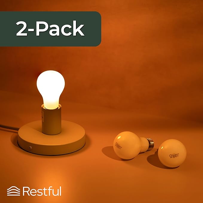 Restful 2-Pack Bedtime Bulb v2 for Better Sleep (45+ Years of Light) – Dimmable Low Blue Light Bulb, Easy Setup, Reduces Eye Strain