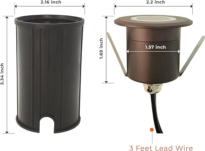 LUMENGY LED In-Ground Paver and Deck Light with Patented Ring Light Effect, 1W, 12V Low Voltage, IP67 Waterproof, for Decks, Driveways, Patios, Steps and Paver Surfaces, Brown Finish, 6 Pack