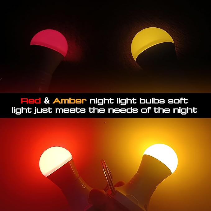 E26 Red Light Bulbs for Sleep Christmas, 625nm Blue Light Blocking 25w-40w Equivalent, 3W Red Night Light Bulb 300LM for Bedroom Sleep, Baby Nursery, Porch, Holiday Mood Lighting, Non-Dimmable, 4 Pack