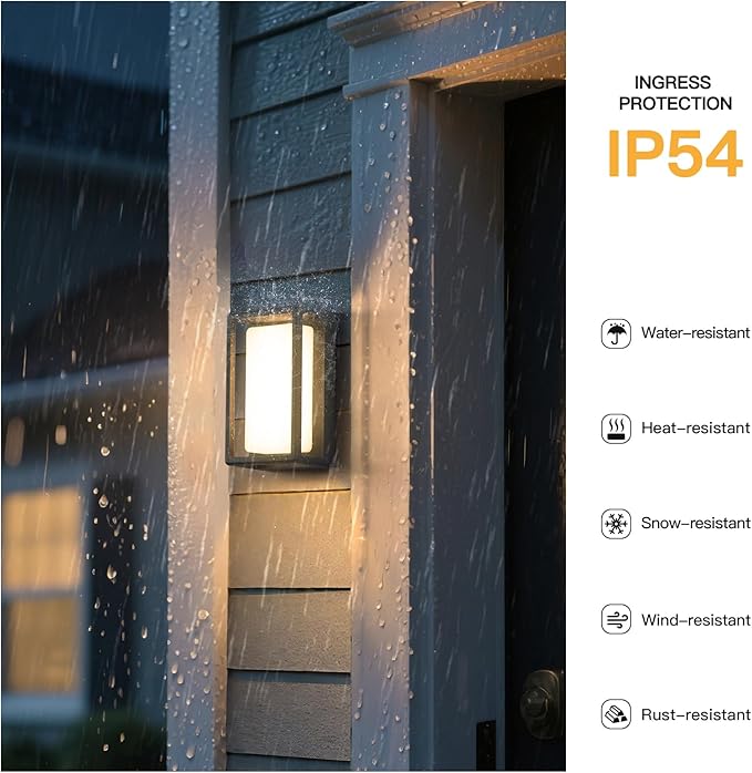 Outdoor Wall Lights Waterproof, 9.8" Outdoor Sconce Lights for House, 3000K LED Modern Exterior Lighting Fixtures, Hardwired Front Porch Light Fixtures for Outside Garage Patio Fence Front Door