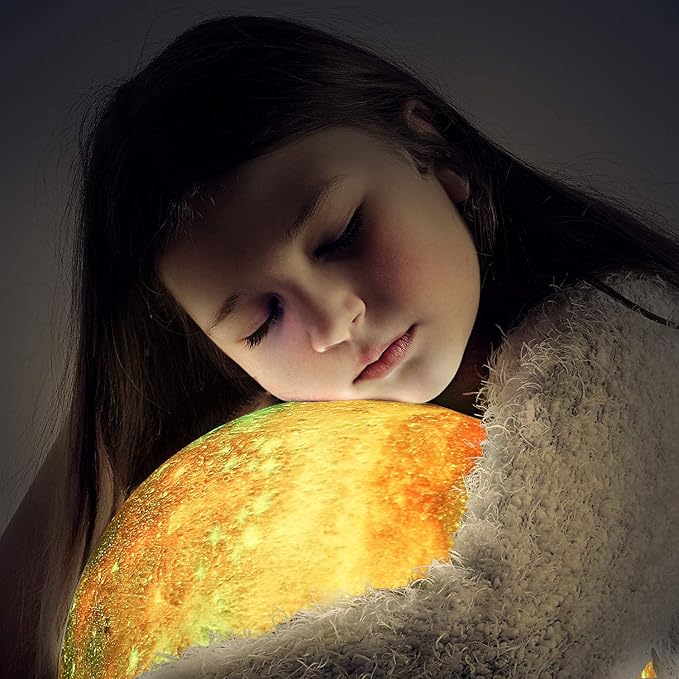 Moon Lamp, Galaxy Night Light, 16 Colors Large galaxy light 3D printing Moon Night Light with Stand/Remote Control/Touch/USB Rechargeable, Moon Light for Kids Baby friend family gifts (9.6 inch)