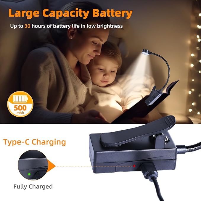 KunHe 15 Pack Rechargeable Book Light Bulk Clip-On Reading Lights for Books in Bed Long-Lasting 3 Modes & 3 Brightness Levels Compact USB Charging Mini Booklights for Kids Book Lovers Bulk Gifts