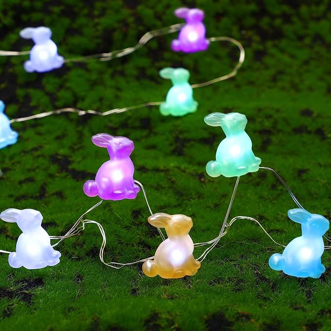 Capoda 3 Pcs Easter St. Patrick's Day String Lights Tricolor Heart Decoration Five Colors Bunny Green Lucky Four Leaf Clover Lights 30 ft 90 LEDs for Indoor Outdoor Holiday Decor