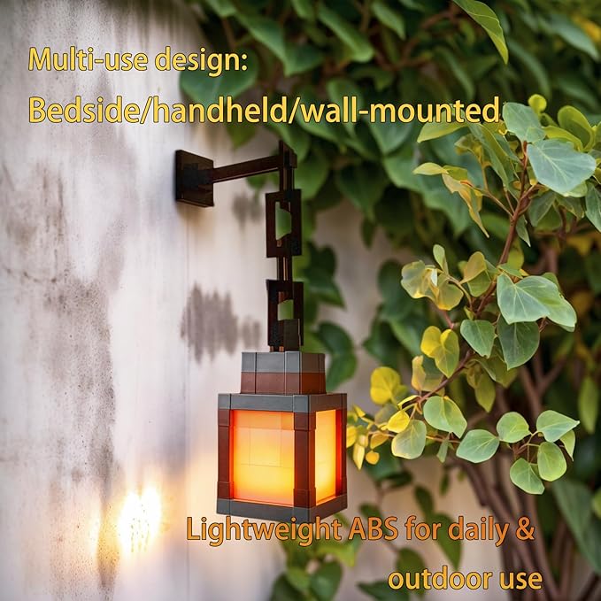 Pixelated Lantern Night Light, 16 Color Retro Mood Light, Wall and Desktop Mounted Night Light with USB Charging Remote Control, Suitable for Decorating Bedrooms and Game Rooms for Boys and Girls.