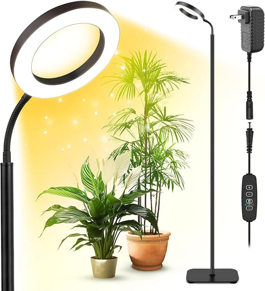 Grow Light for Indoor Plants, 20W Full Spectrum LED Plant Lamp with 63" Adjustable Height Stand, 150 LEDs Brighter Grow Lights with Auto Timer, 10 Dimmable Levels for Small to Tall Plants