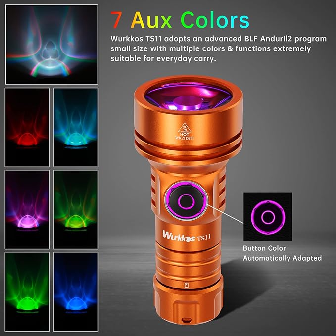 Wurkkos HD01 UV Flashlight(Purple) & TS11 EDC Flashlight(Orange)