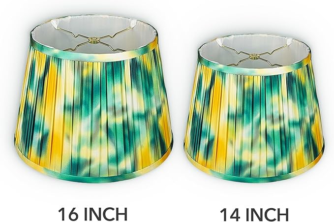 RDI Pleated Pattern Fabric Lampshade, Flora Collection, Large Lamp Shade, 10.5 x 16 x 11 inch (Top x Bottom x Height), Abstract Lemon