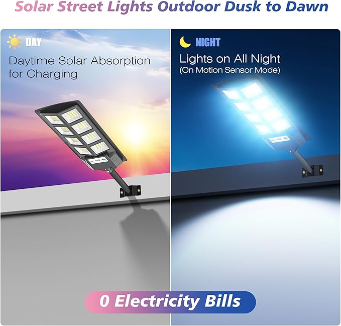 Solar Lights Outdoor, 6000K LED Solar Lights Outdoor Waterproof, Solar Flood Lights Outdoor with Motion Sensor and Remote Control, Solar Street Light Dusk to Dawn 4-Pack