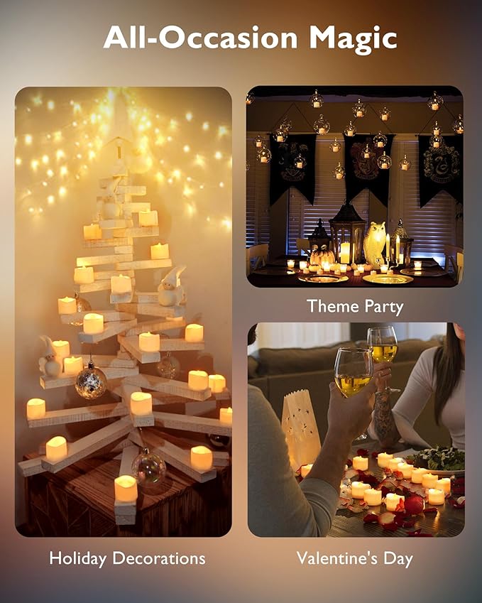 Homemory Timer Tea Lights Candles Battery Operated, 6H Timer Built-in, Auto On Daily, Flameless LED Tealight Votives for Table Centerpieces, Lantern, Holiday Decor, Warm Lamp, No Remote, 12-Pack