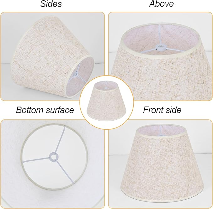 Beige Linen Barrel Lamp Shade for Table Lamps,6" Top x 10" Bottom x 7" High Small Lamp Shade,Beige Modern Fabric Lampshade,Replaceable Spider Fitter Home Decor Shade