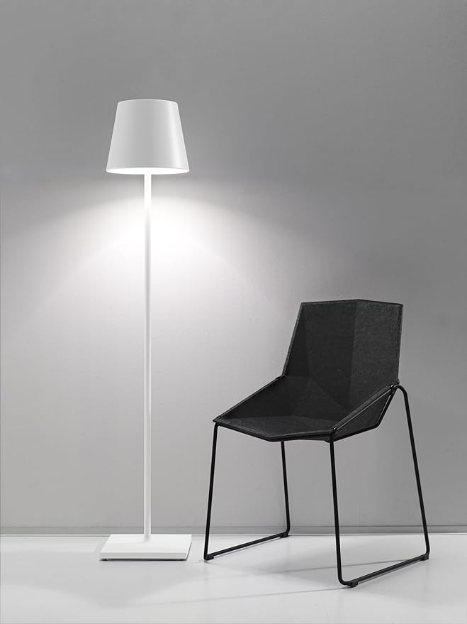 Zafferano, Poldina XXL Lamp, Rechargeable Cordless Floor Lamp with Touch Controls, Suitable for Indoor and Outdoor, Dimmer, 2700-3000 K, Adjustable Height 27-59 Inches, White Color
