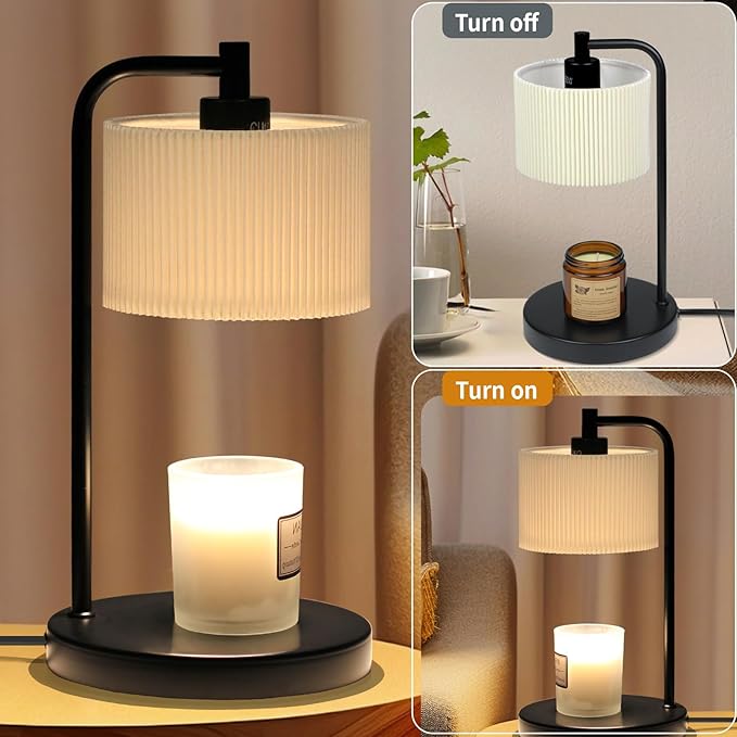 Candle Warmer Lamp with Timer, Dimmable Candle Wax Warmer Electric Candle Lamp for Scented Candles with Bulbs, Christmas Gifts House Warming Gifts Home Decor (Black)