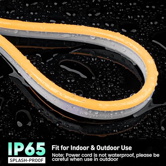 GZBtech Flexible LED Neon Rope Lights 66FT,AC 110-120V Waterproof Strip Light, 120 LEDs/M Cuttable Connectable Neon Lighting for Indoor Outdoor Home Decor/Commercial Building Use-Amber 20M, ETL Listed