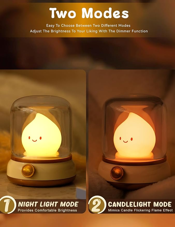 Cute Ghost Campfire Lamp, Halloween Decor,Kids Night Light，Adjustable Dimmable Rechargeable Night Light for Kids, Girls, Boys Gifts,Halloween,Christmas Decorations