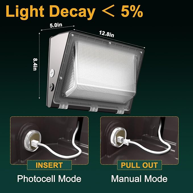 6Pack 200W LED Wall Pack Lights, 100-277v Dusk to Dawn with Photocell, 30000Lm 5000K Daylight IP65 Waterproof Outdoor Security Lighting, Energy Saving, ETL | 5-Year Warranty(Height:20~30ft)