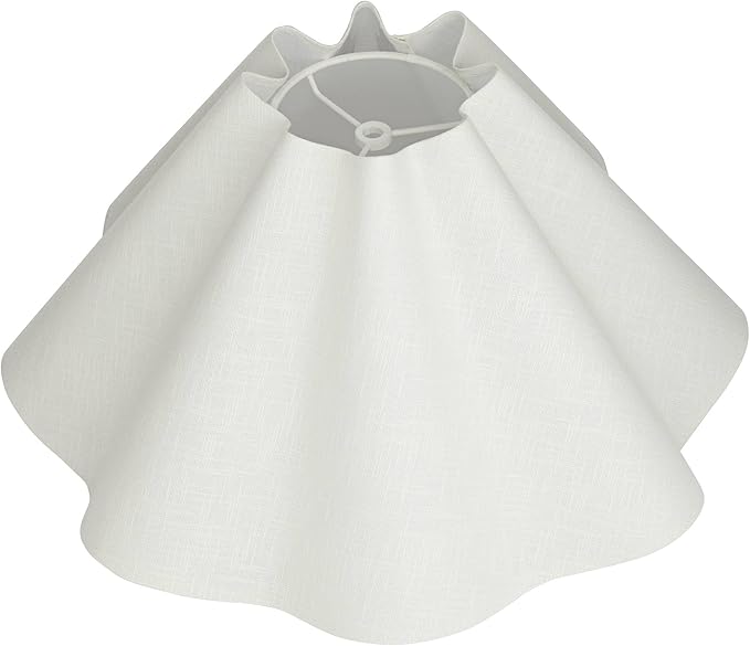 6" Top x 18" Bottom x 10" High x 10" Slant Lamp Shade Replacement Large White Wave Empire Modern Linen Fabric Spider Harp Finial - Springcrest
