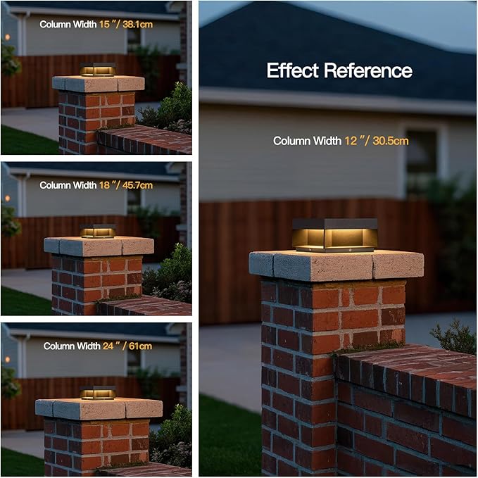 Outdoor Post Lights Hard Wired, 7.9" AC100-240V Column Lights, Waterproof Modern Pillar Light, 3000K Fence Post Cap Light, Deck LED Lamp Landscape Lighting for Patio Garden Yard Gate Posts