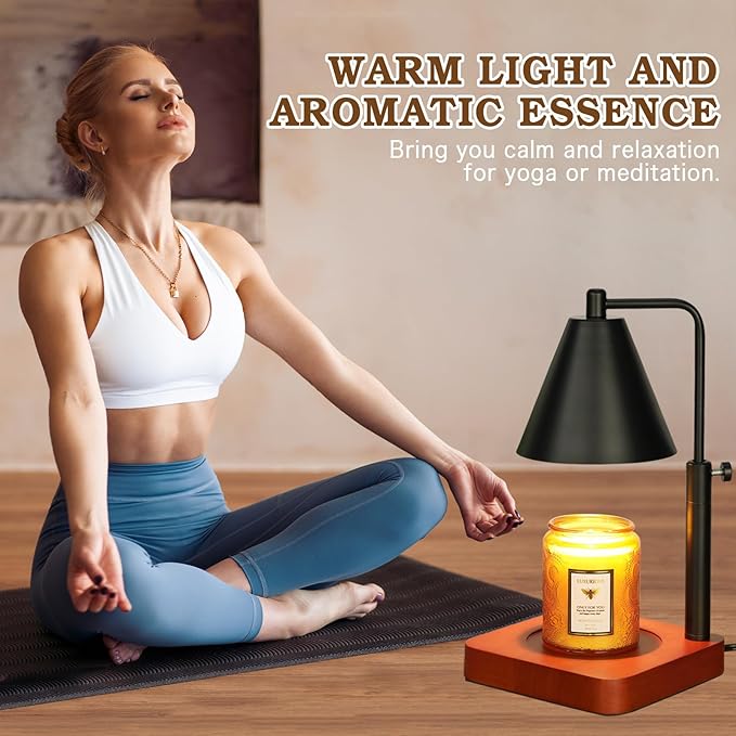 Modern Candle Warmer Lamp with Timer, Black Candle Lamp Warmer for Jar Candles, Birthday Gifts for Men, Dad, Women, Mom, Adjustable Metal Candle Lamp Dimmable, Vintage Home Decor, 2*35 Watt Bulb