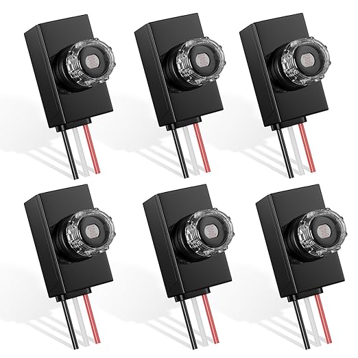 6 Pieces Dusk to Dawn Sensor,Greencycle IP65 Photoelectric Switch for Outdoor Pole Light for Outdoor Lighting 120-277V, Photo Cell Automatic On/Off, Waterproof, Energy Saving,UL Listed