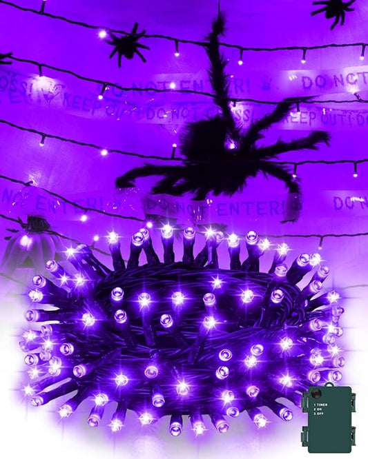 Halloween String Lights Battery Operated, Purple Fairy Lights with Timer Waterproof 9.8ft 30 LED Halloween Decorations for Outdoor Indoor Patio Party Garden Yard Decor