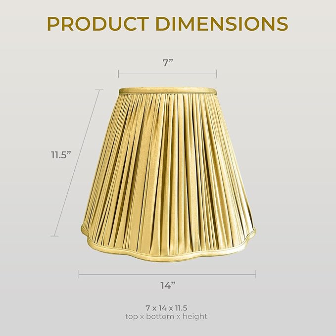 Royal Designs, Inc. BS-754-14AGL Bottom Scallop Gather Pleat Basic Lamp Shade, 7 x 14 x 11.5, Antique Gold