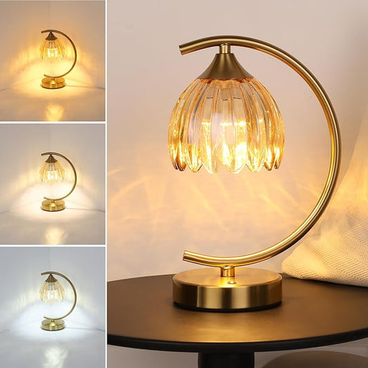 Tulip Table Lamp, 5200mAh Cordless Touch Control Table Lamp with 3 Color Temps & Stepless Dimming, Rechargeable Battery Table Lamp for Living Room, Bedroom, Office, Shelf (Amber Tulip)