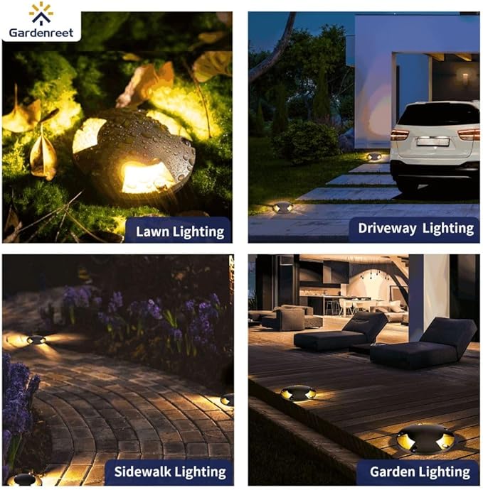Gardenreet Landscape In Ground Well Lights - Brass Electric Ip65 Low Voltage Lights, 12V Wired LED Fixture, Antique Bronze for Walkway Driveway Patio with 5000K Daylight White MR16 Bulb