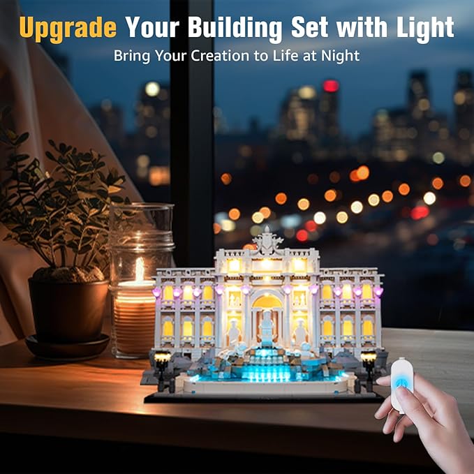 BrickSoul Upgrade Light Kit for Lego 21062 Architecture Trevi Fountain Building Set | with ON/Off & Dimmer Switch & Hidden Cable Tech | Easy Install Lighting Set (21062 Set NOT Included)