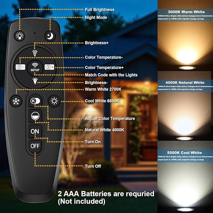 2700K-6500K Dimmable Landscape Well Lights, Low Voltage Outdoor In-Ground Lighting IP67 Waterproof with Memory Function, 12-24V Landscape Lighting for Garden Pathway Yard (20 Pack)