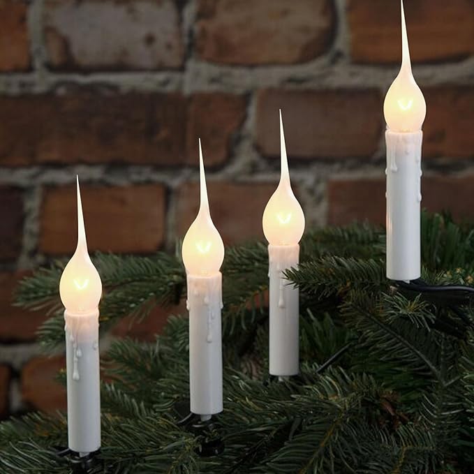 Dipped Candle Light Bulbs, Christmas Silicone Decorative Replacement Bulbs 5 Watts for E12 Candelabra Base Night Lights, Electric Window Candles, Chandelier - 12 Pack