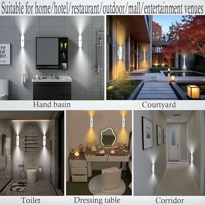 Portable Wall Mounted Night Light,USB Rechargeable Magnetic LED Wall Lamp,Motion Sensor Night Light,3-Color Battery-Powered Wall Lamp,for Hallways,Bedrooms,Bathroom,Living Room(White 2 pcs)