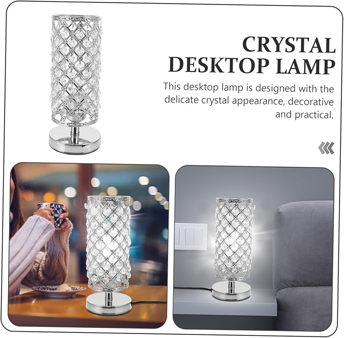 1pc Crystal Table Lamp for Indoor Use Durable Stylish Desktop Light with Button Switch for Home Decor and Dormitory Atmosphere