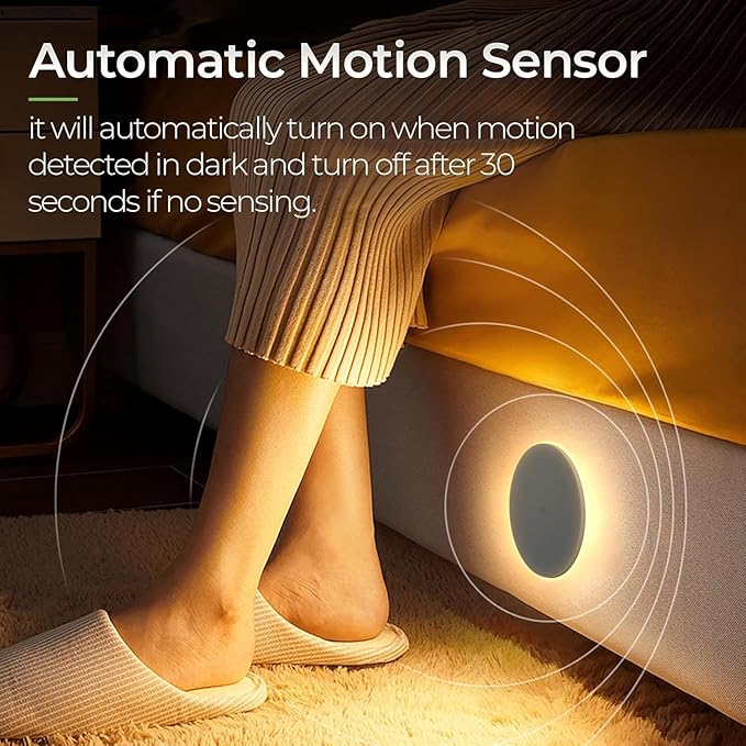 Indoor Backlit Wall Sconce, Dusk to Dawn Motion Sensor Wireless Adjustable Brightness 2000mAh Rechargeable Night Light, White