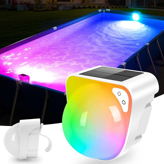 Solar Pool Lights,Solar Powered Above Ground Pool Lights,Frame Pool lights Waterproof,2026 Outdoor Swimming Pool Solar Light,Color Changing Pool Light for Above Ground Pool Accessories-1PC