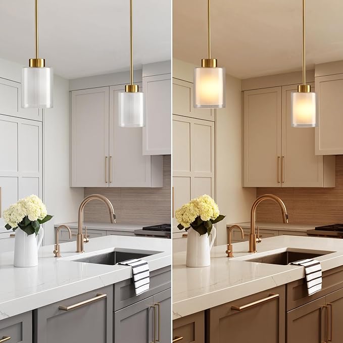 Modern Black Farmhouse Pendant Light with Glass Shade,Industrial Pendant Lighting, Adjustable Hanging Light Fixtures, Farmhouse Pendant Lighting