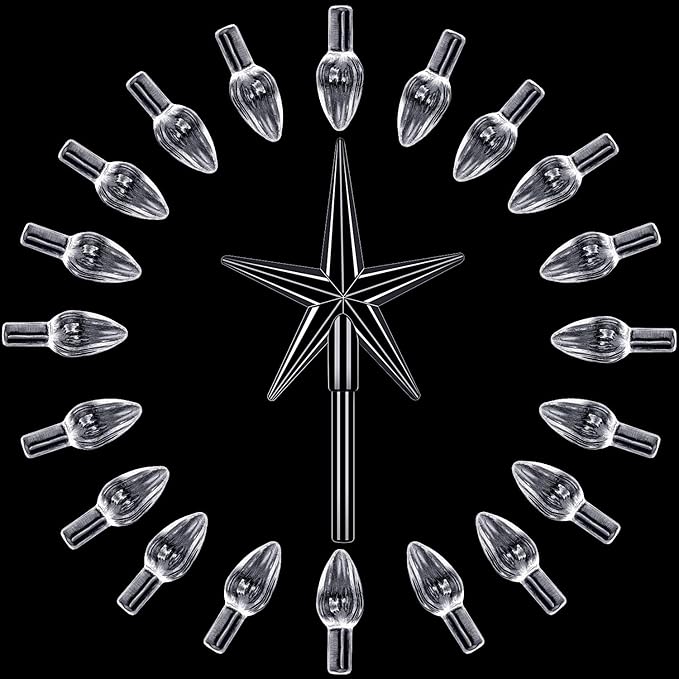 201 Pieces Plastic Ceramic Christmas Tree Lights Replacement Tree Bulbs for Christmas Ornaments, Light and Star Shape