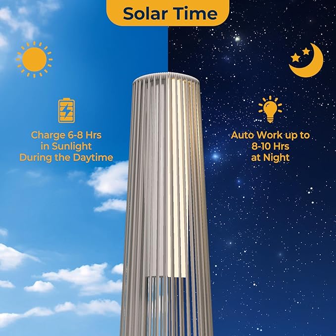 Grand patio Outdoor Floor Solar Light 2-Pack, Wicker Solar Patio Lamp Waterproof Outside Deck Lamp for Porch, Yard, Garden, Lawn Decorations - White, Gordes 2 PCS