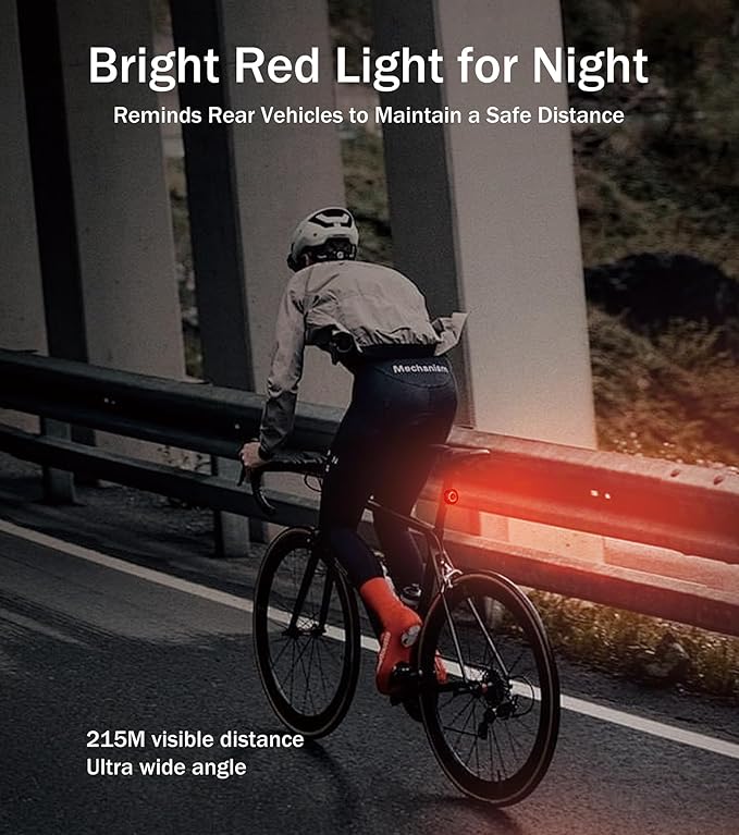 Smart Rechargeable Bike Tail Light: with Apple Find My(iOS Only), IP65 Waterproof, 5 Modes, USB-C Ports, Bright LED Safety Rear for Bicycle Road Mountain, Night Riding Essential