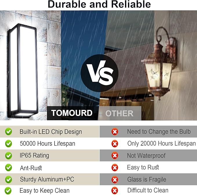 30Watt Modern Outdoor Wall Lights, 2000 Lumen IP65 Waterproof Exterior Porch Light, 6000K Daylight Anti-Rust Wall Mount Outdoor Flood Lighting for House, Front Porch, Patio, Garage