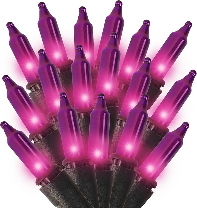 21ft Purple String Lights for Bedroom Halloween Decorations, 100 Purple String Lights Indoor Plug in with Black Wire, Indoor Lights String Outdoor Mini Lights for Halloween Tree Decorations
