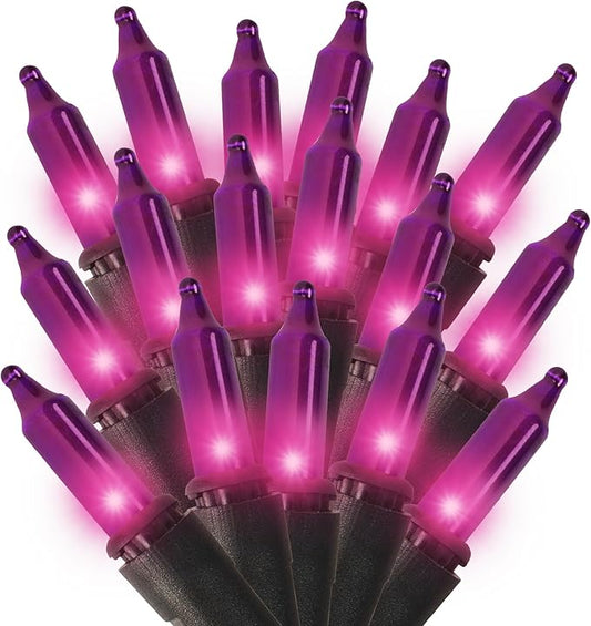 21ft Purple String Lights for Bedroom Halloween Decorations, 100 Purple String Lights Indoor Plug in with Black Wire, Indoor Lights String Outdoor Mini Lights for Halloween Tree Decorations