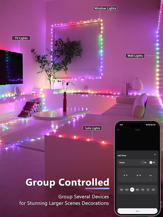 BrizLabs Smart Easter Fairy Lights, 33ft 100 LED Color Changing Christmas Lights Work with Alexa & Google Home, Rainbow Xmas Light Dimmable Pastel Lighting Green Wire for Xmas Halloween Easter Party
