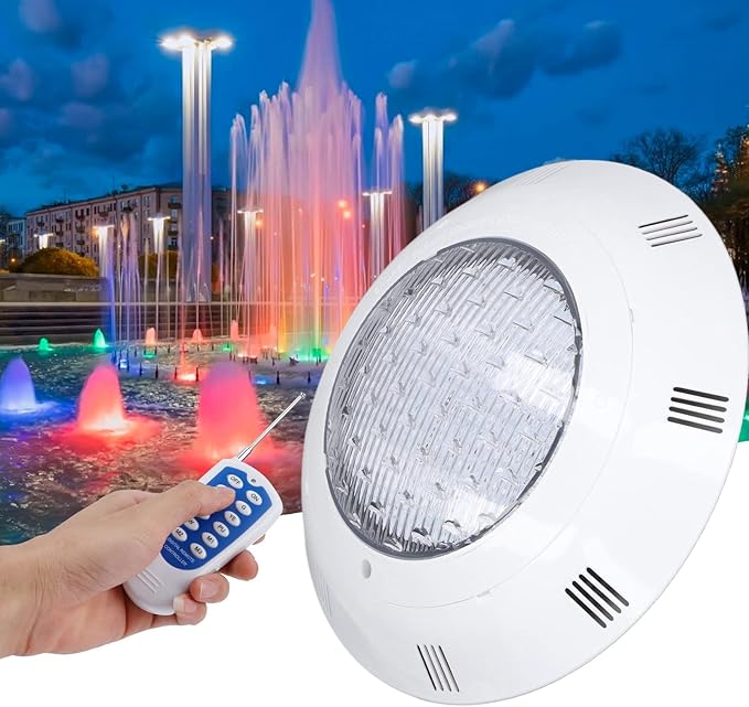 Luqeeg 25W 36W 45W Pool Lights, AC12V LED Underwater Light, Color Changing Submersible Lights with Remote Control for Patio Fountain Pond Garden, 10 RGB Lighting Effects (36W)