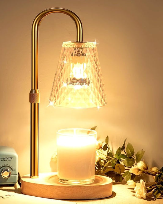Candle Warmer Lamp with Timer - Adjustable Height Electric Wax Melter in Gold for Cozy Aesthetic Bedroom Home Decor Gift for Women Mother Friend Birthday Various Festivals