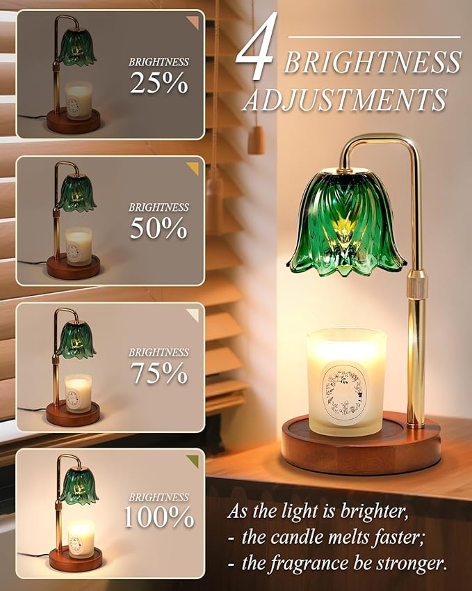 Flower Candle Warmer Lamp with Timer Dimmable, Candle Warming Lamp Height Adjustable, Birthday Gifts for Women, Candles Warmer Light for Jar Candles, Stylish Decorations