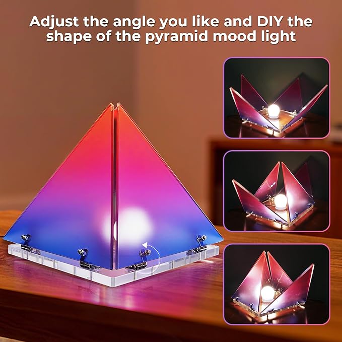 DIY Pyramide Mood Light, 3D Triangel Light, Geometric Creative Decoration for Gaming Room, Dinner Table, Childroom,Valentines Day Gifts Kids Night Light Gift,USB Powered