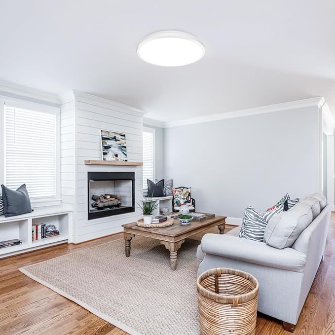 DELIPOP 2 Pack 12 Inch Ceiling Light, 24W Dimmable & 3000K-4500K-6000K 3 Color Selectable Ceiling Light for Indoor/Outdoor, Round Light Fixture for Bathroom, Bedroom, Kitchen, Hallway, Balcony